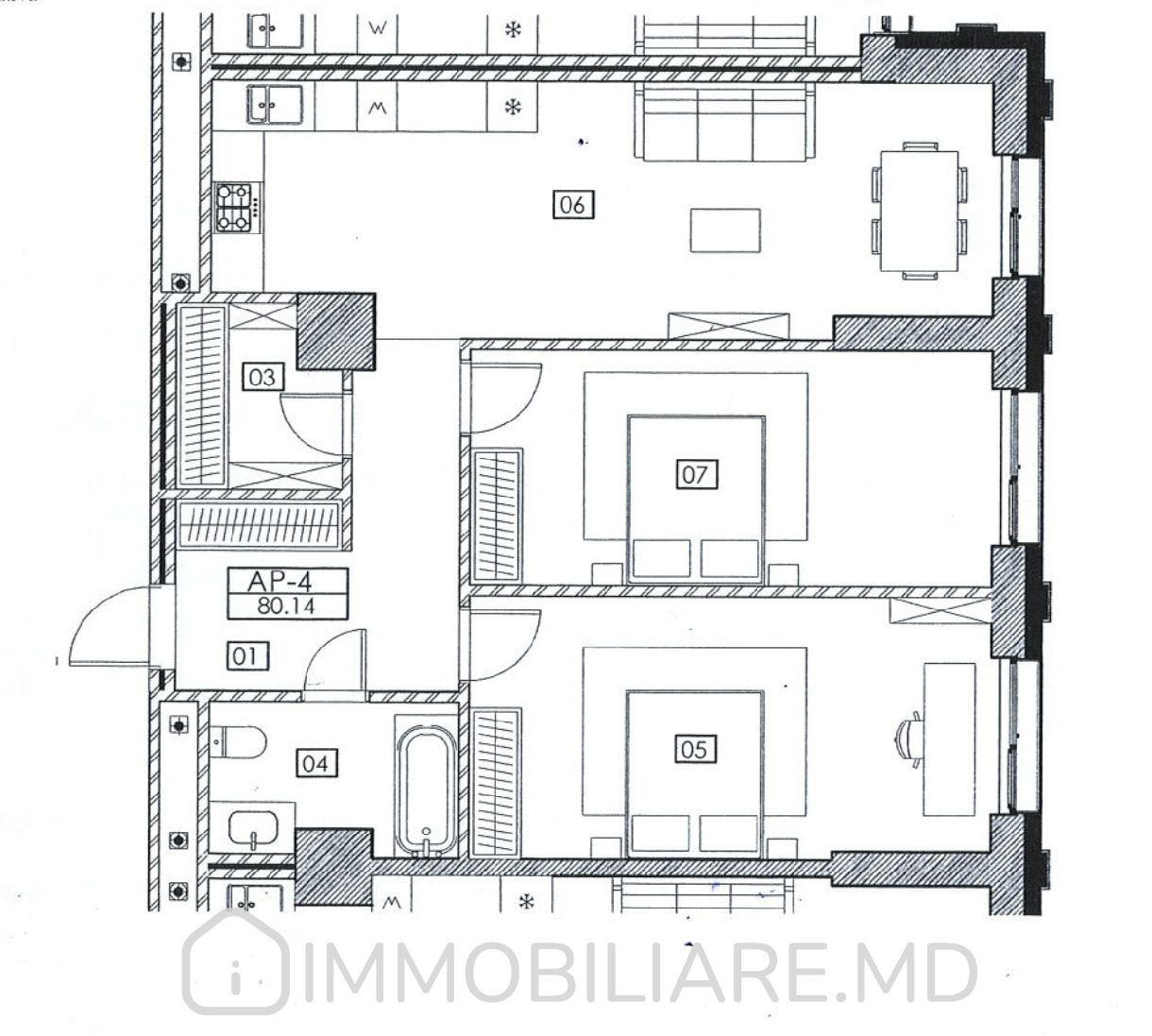 Apartament cu 2 camere, 80 m², Râșcani, Chișinău foto 1