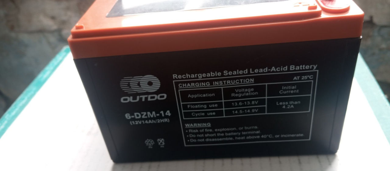 Тяговый гелевый аккумулятор outdo 6-DZM-14 12В/14Ач  foto 0