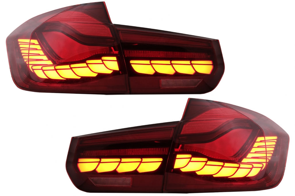 Stopuri OLED compatibil cu BMW Seria 3 F30 (2011-2019) F35 F80 Rosu Fumuriu M4 Design cu Semnal Dina foto 0