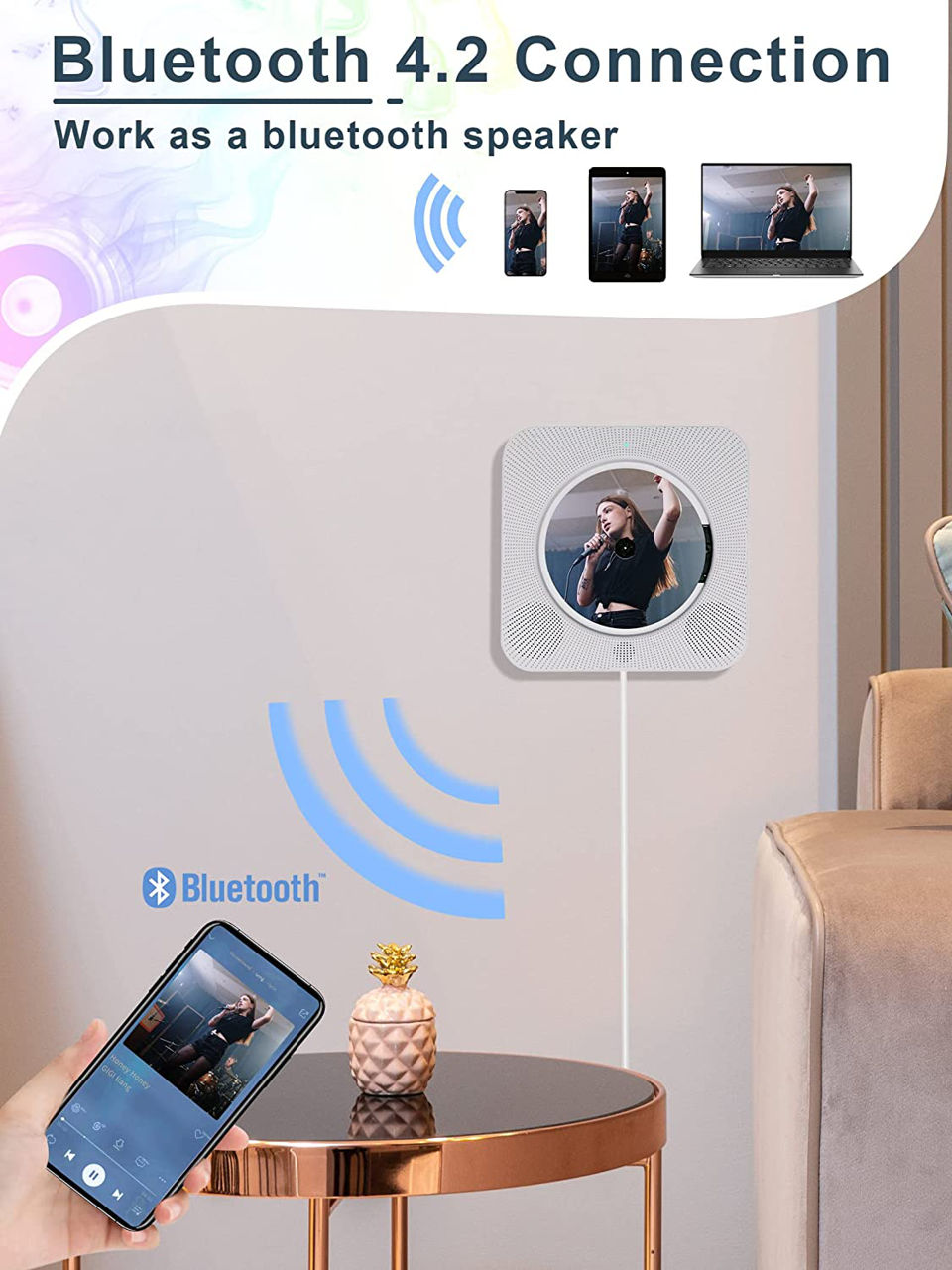 Bluetooth Speaker + FM Radio + CD Player foto 5