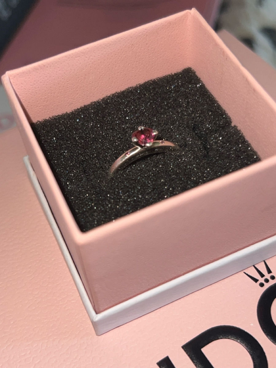 Inel Pandora original – Argint 925 cu piatră roz foto 0