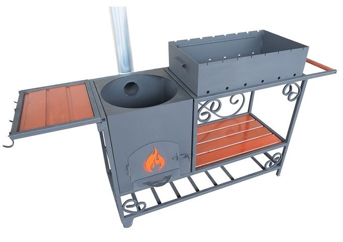 Мангал с печью под казан на 12л гриль BBQ grill gratar steik фото 2
