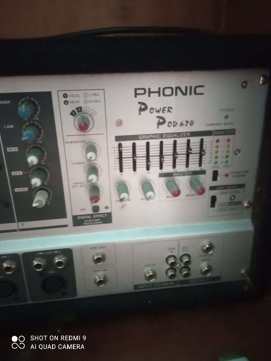 Mixer activ Phonic pad620 ,schimb amplificator. ,boxe foto 1