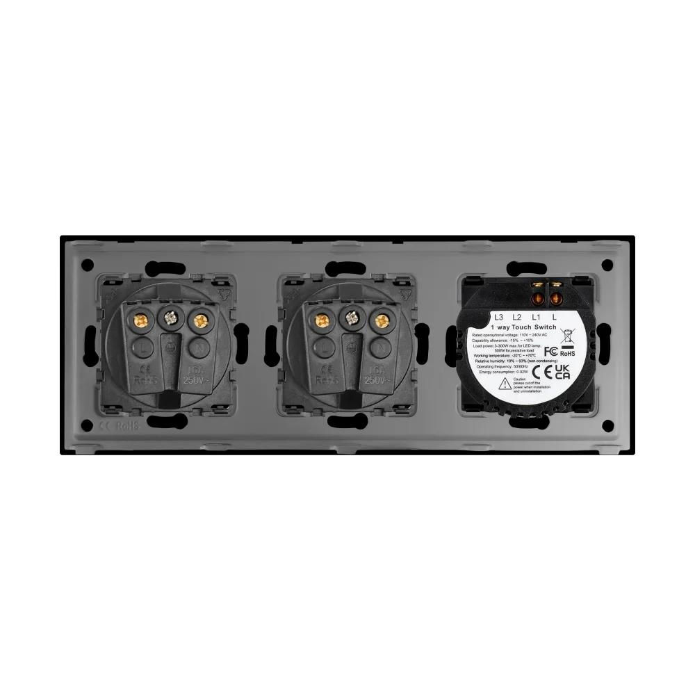 Intrerupator negru, 1 clapa + 2 prize /set wifi/neutral/16a/86x228mm/ articol g228.1wf101n&m2f-bk foto 3