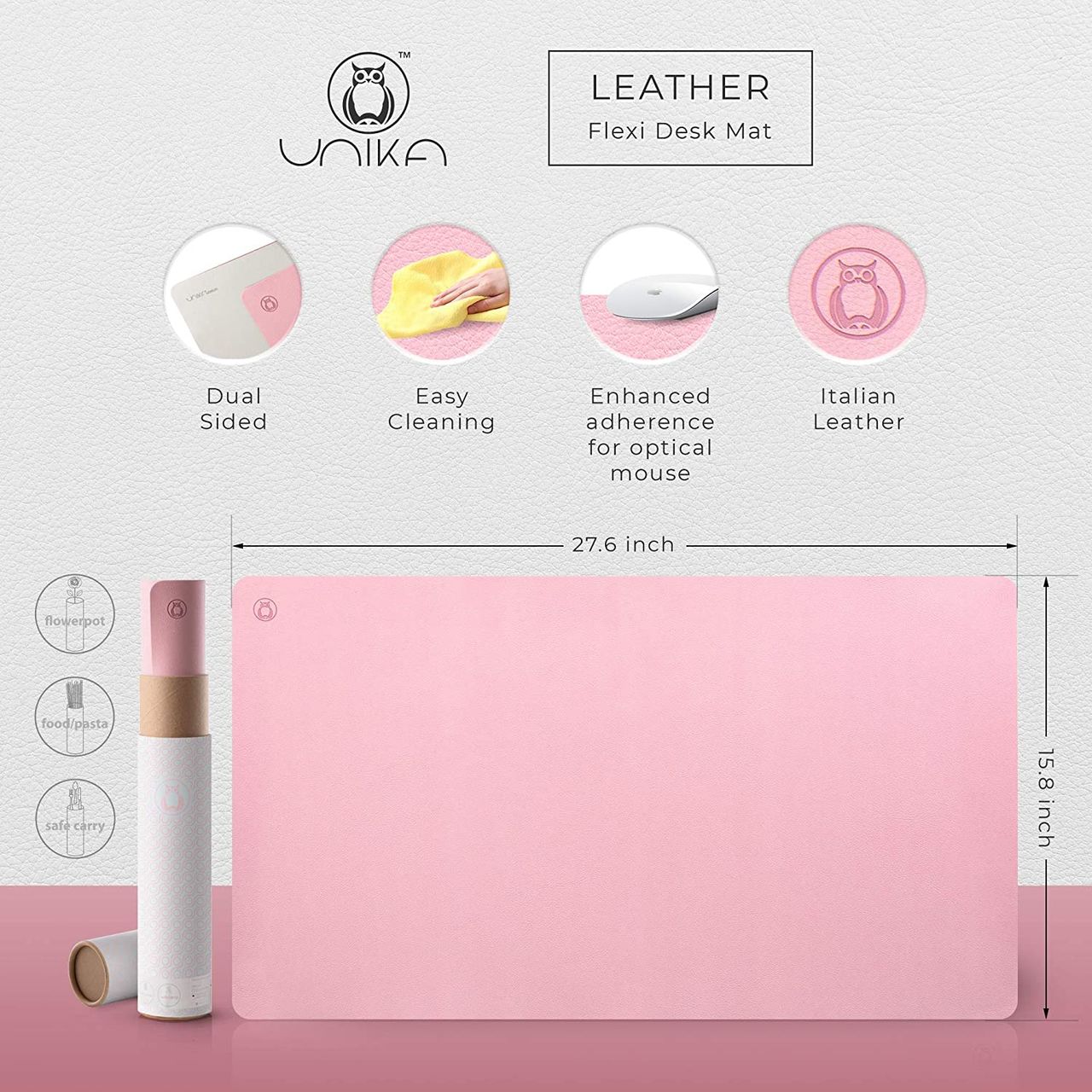 Mouse pad 70x30cm roz/sur din piele minimalist