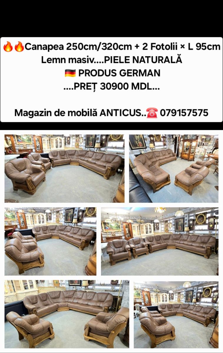 Mobila moale,fotolii-piele naturală.germania.уголоки кожаные - раскладывается!! foto 12