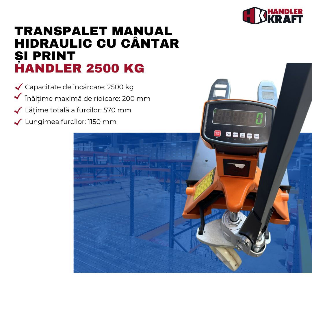 Transpalet manual hidraulic cu cântar Handler 2500 kg /Ручная гидравлическая тележка с весами foto 0