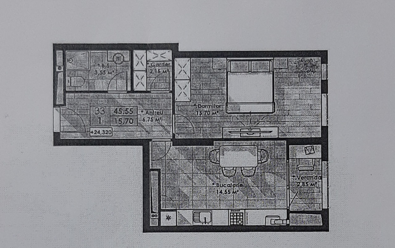 Apartament cu 1 cameră, 45 m², Râșcani, Chișinău