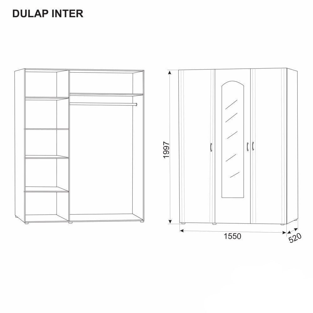 Dulap Ambianta Inter Alb Samoa, 3 usi foto 2