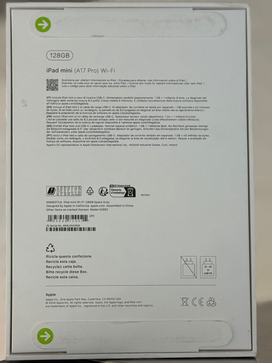 Tabletă Apple iPad mini 2024 8.3" Wi-Fi Gray / 8 GB |128 GB | 12 MP | MXN63NF/A foto 1