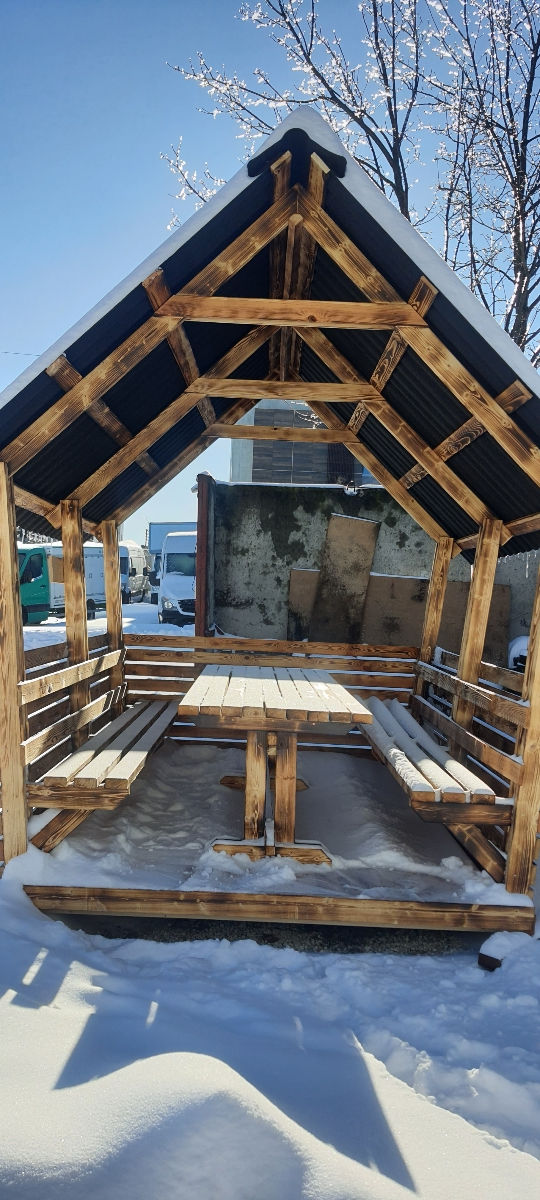 Reduceri - Foișor din lemn pentru grătar la 8 -12 persoane. Беседка барбекю в сборе Скидка !!! foto 11