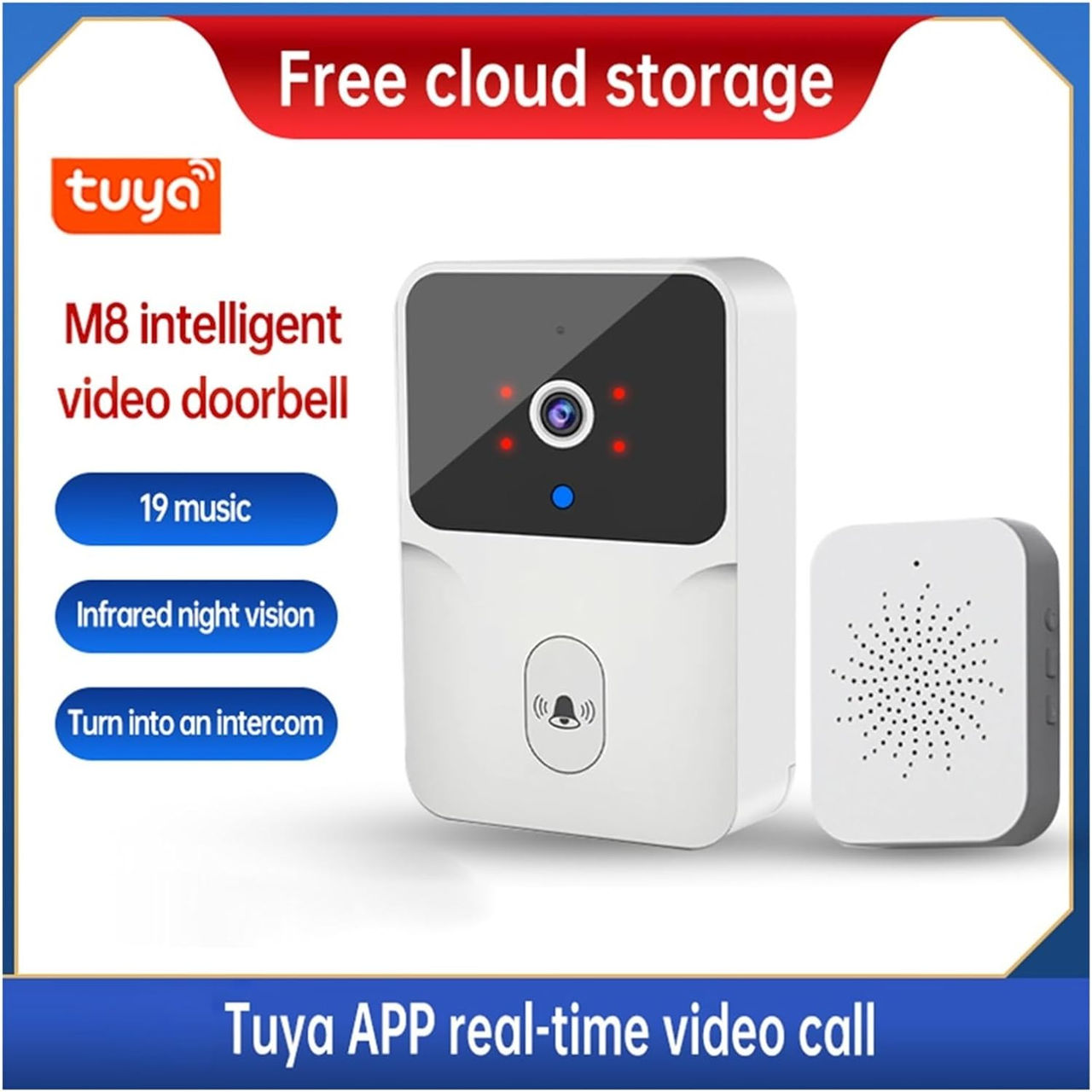 Tuya Smart Home Sonerie WiFi Wireless Camera Video Sonerie Interfon bidirecțional Detectare mișcare foto 11