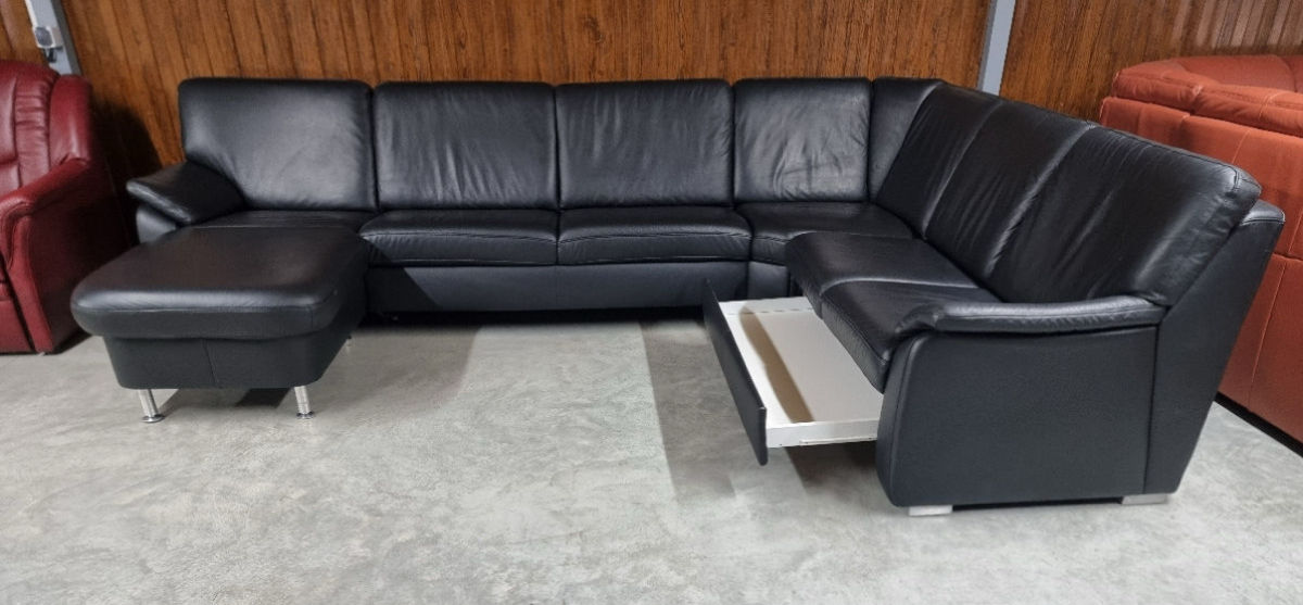 Canapea forma U din piele naturală + funcția pat  foto 2