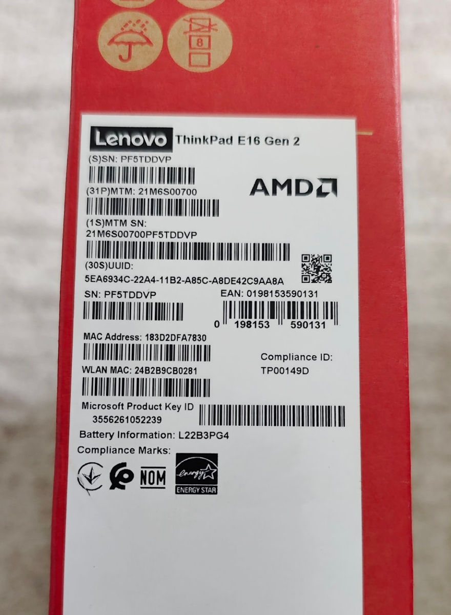 Lenovo Thinkpad E16 Ryzen RAM-8GB SSD-256GB