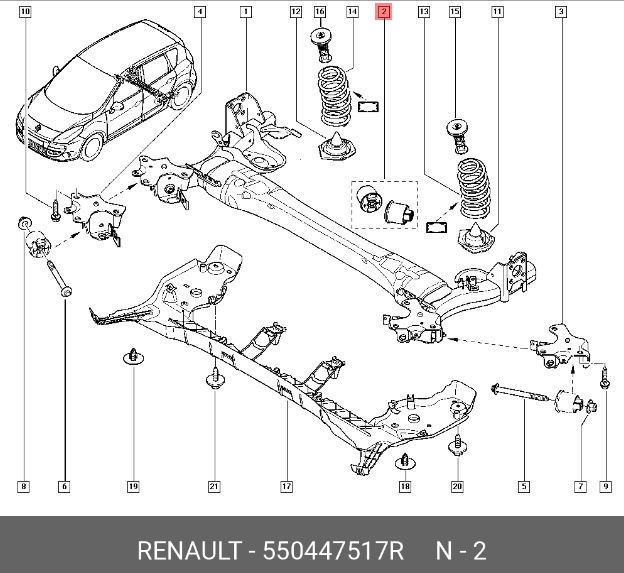 Полиуретановый сайлентблок задн балки  renault megane iii 2008- 55 04 475 17r renault foto 1