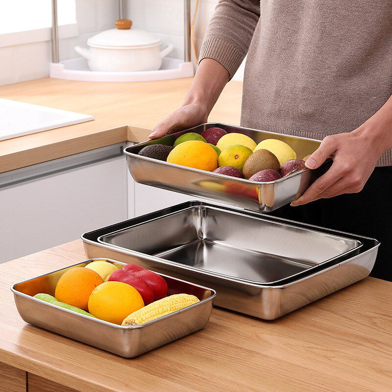 Tavă inox pentru cuptor  31,5*24,5*3 cm (1104-2) foto 2
