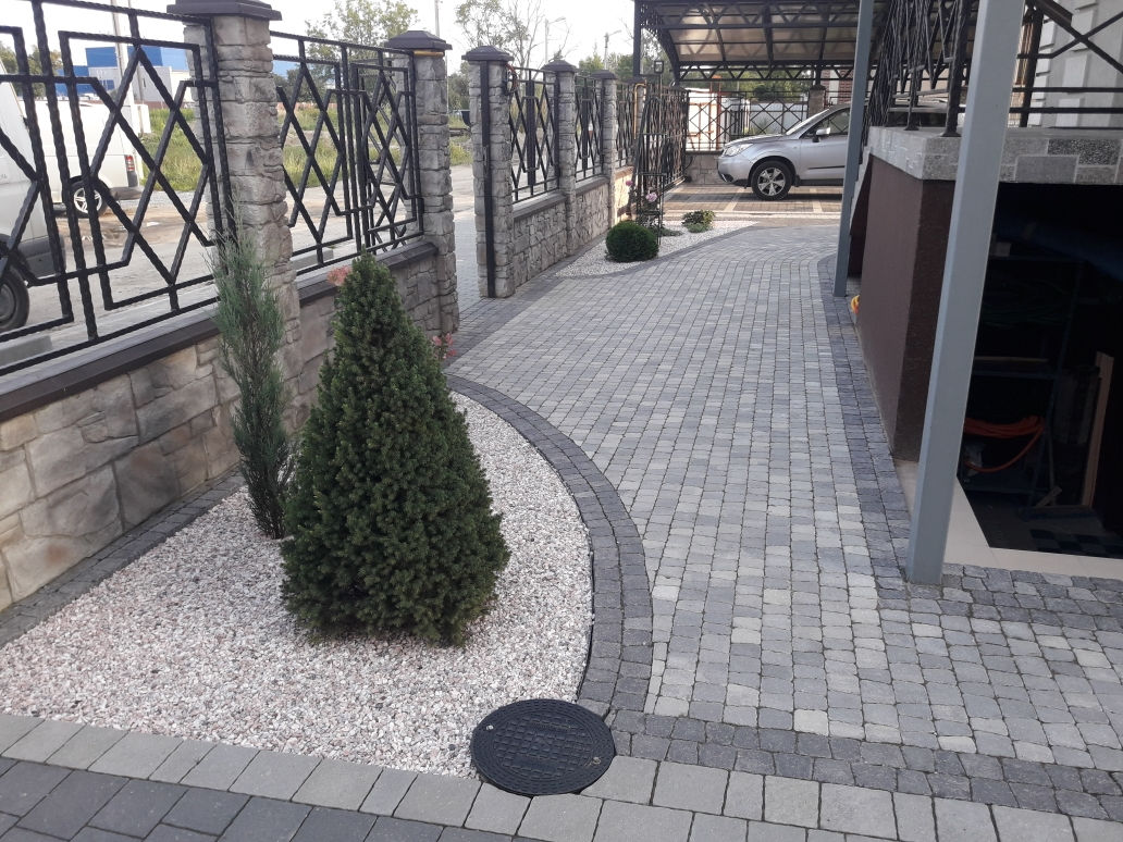 установка- укладка тротуарной плитки, брусчатки, ромб, клевер, бордюр. foto 6