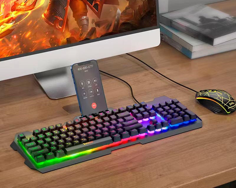 Set tastatură și mouse cu iluminare HOCO DI16 Gaming (versiunea rusă) foto 0