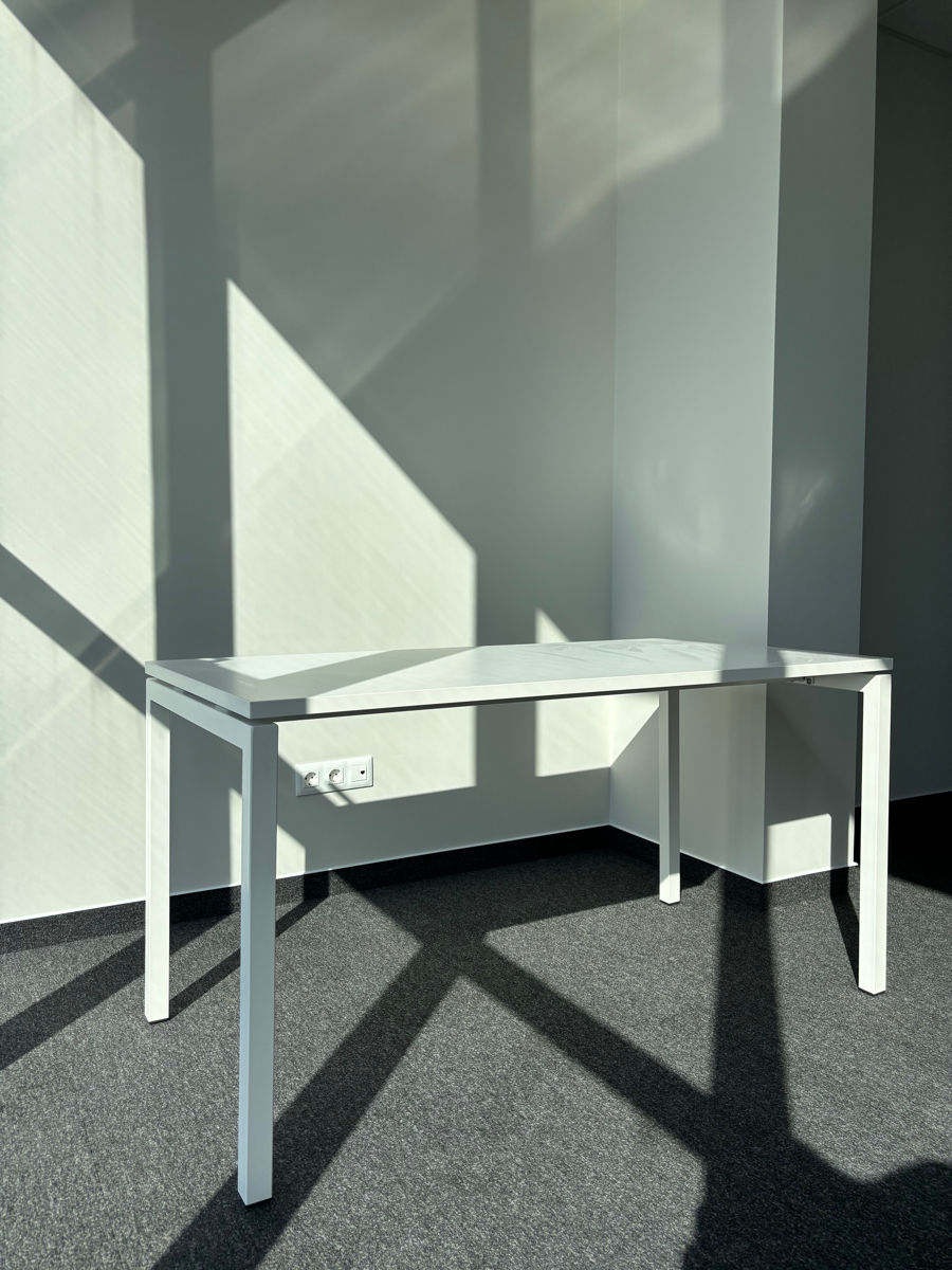 Set birou modern alb – masă + sertar mobil foto 0