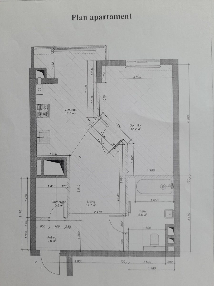 Apartament cu 1 cameră, 48 m², Buiucani, Chișinău