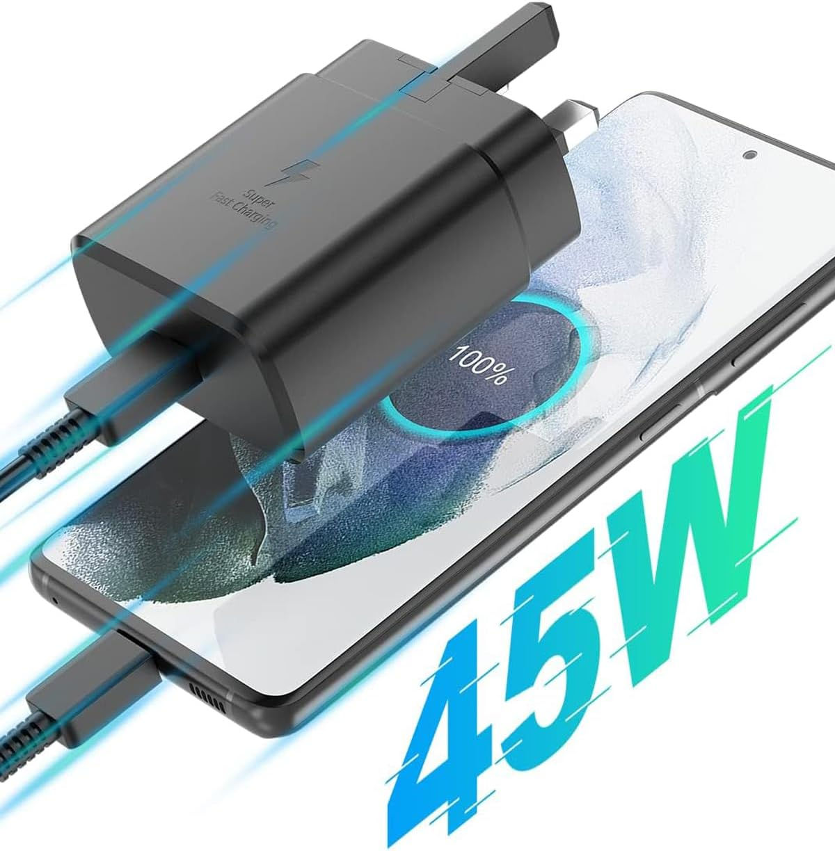 Incarcator super rapid 2.0 de 45 W cu cablu type C foto 1