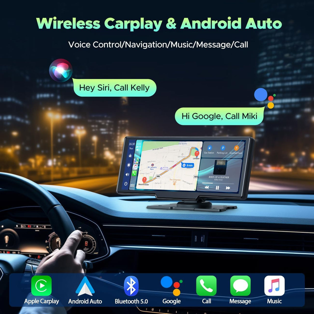 Ecran Wireless CarPlay Android Auto 9 inch foto 1