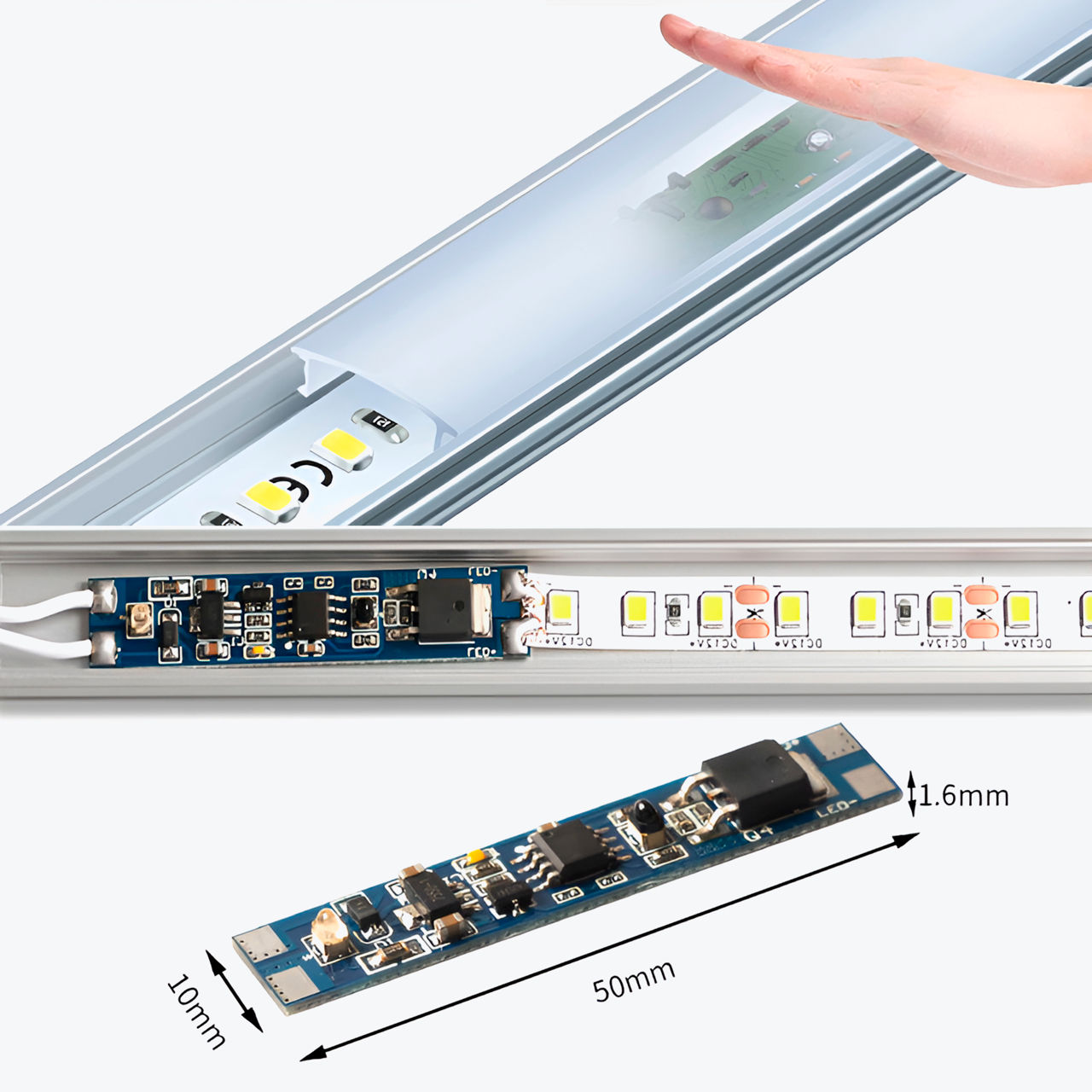 Iluminat mobilier bucatarie GTV în Chișinău, profil din aluminiu pentru bandă LED, senzor banda LED foto 12
