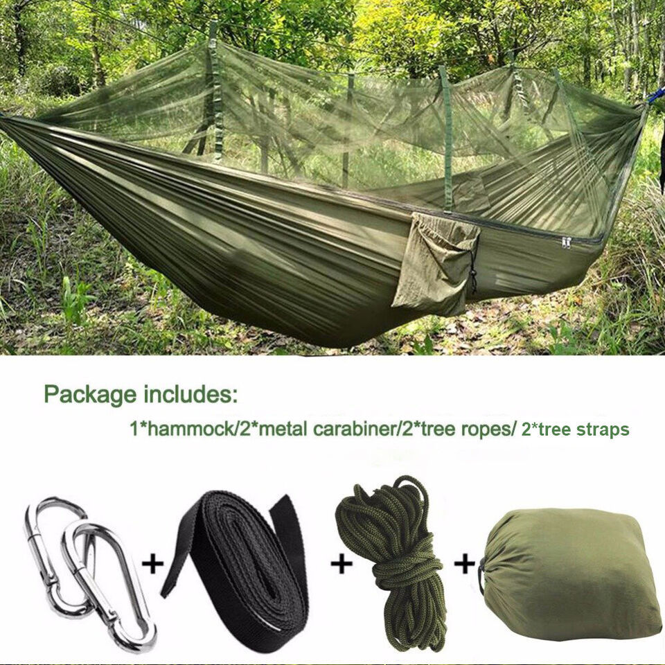 Hamac Nylon 210T 140x260cm, cu plasa de tantari, pina la 200kg foto 8