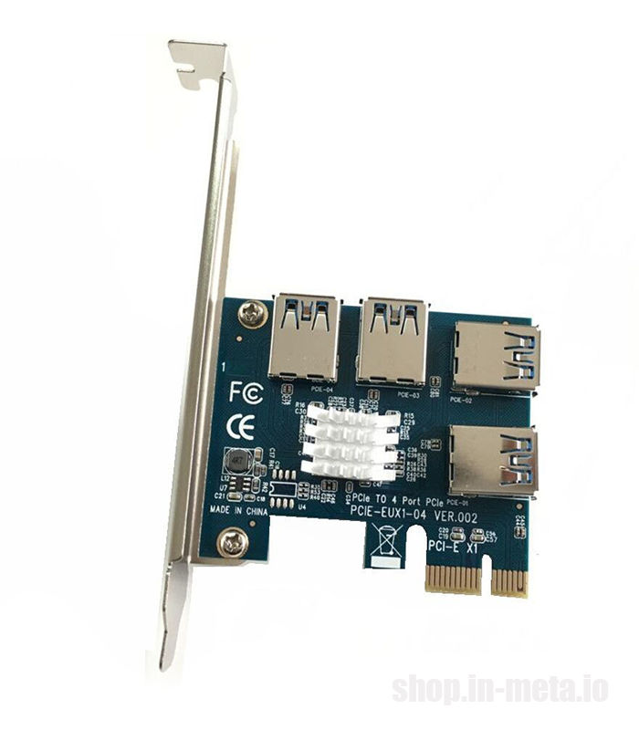 ID-175: PCI-Express x1 to 4 USB - PCI E adapter Multiplier Card - Адаптер x1 на 4 USB Riser Card foto 0