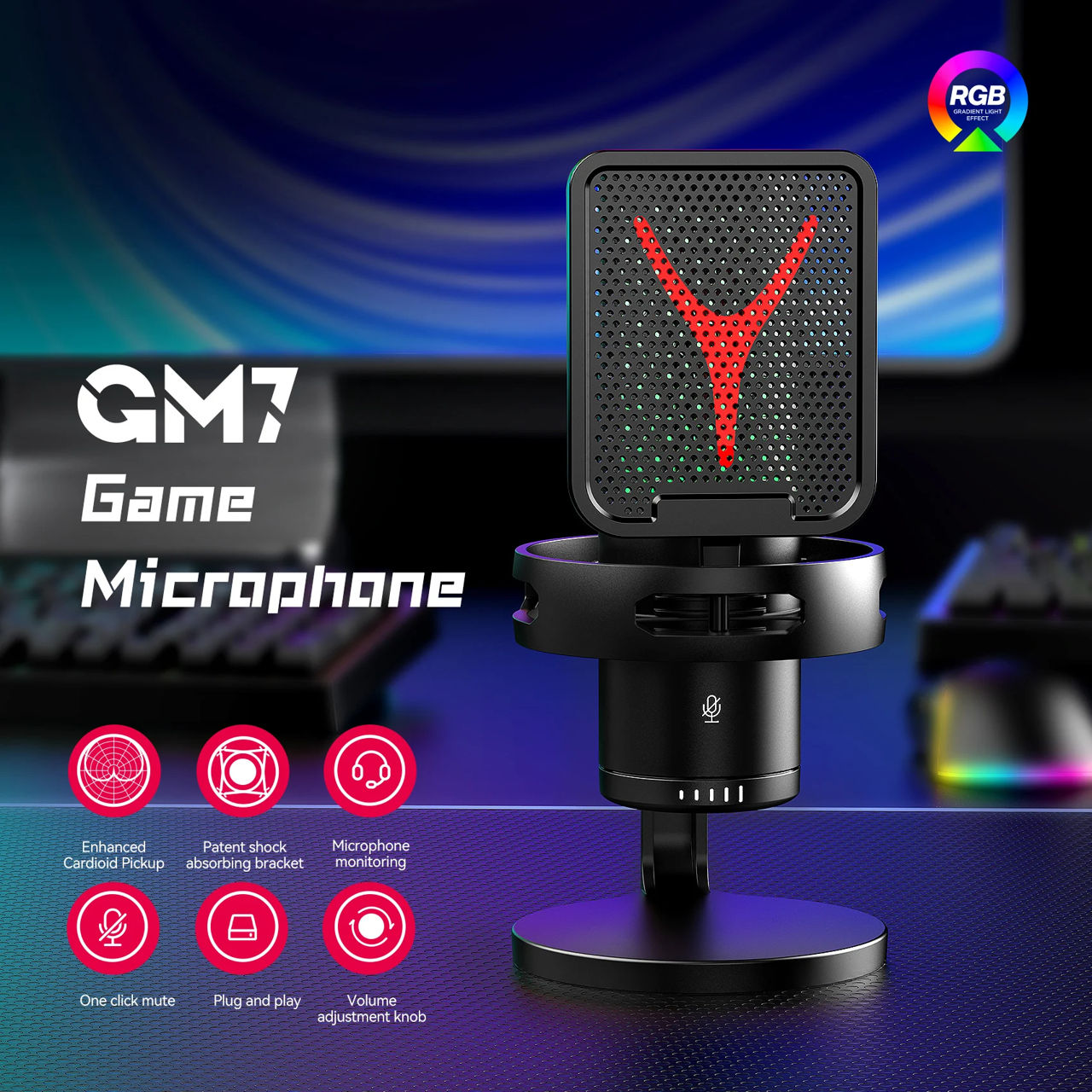 Microfon pentru PC Yanmai GM7 RGB / Gaming Microphone with RGB foto 1