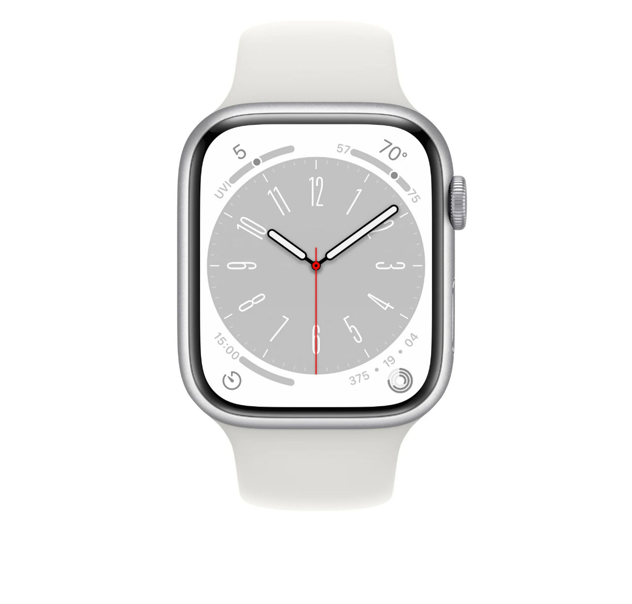 Apple Watch Series 8 GPS 45mm Silver Aluminum Case with White Sport Band foto 3