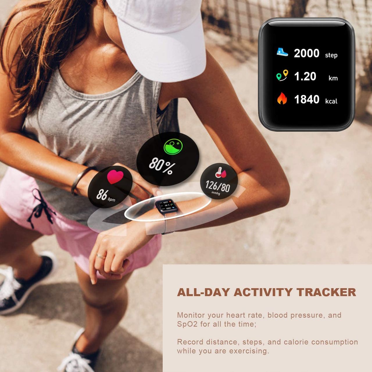 Fullmosa Smart Watch for Women & Men, Android Smart Watch Compatible With iOS, ceas Часы foto 6