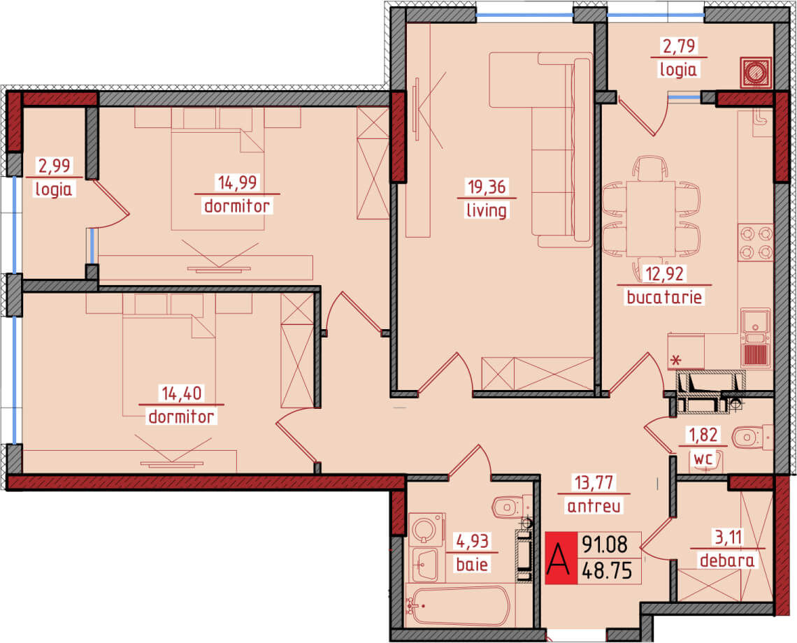 Apartament cu 3 camere,  Centru,  Ghidighici,  Chișinău mun. foto 5
