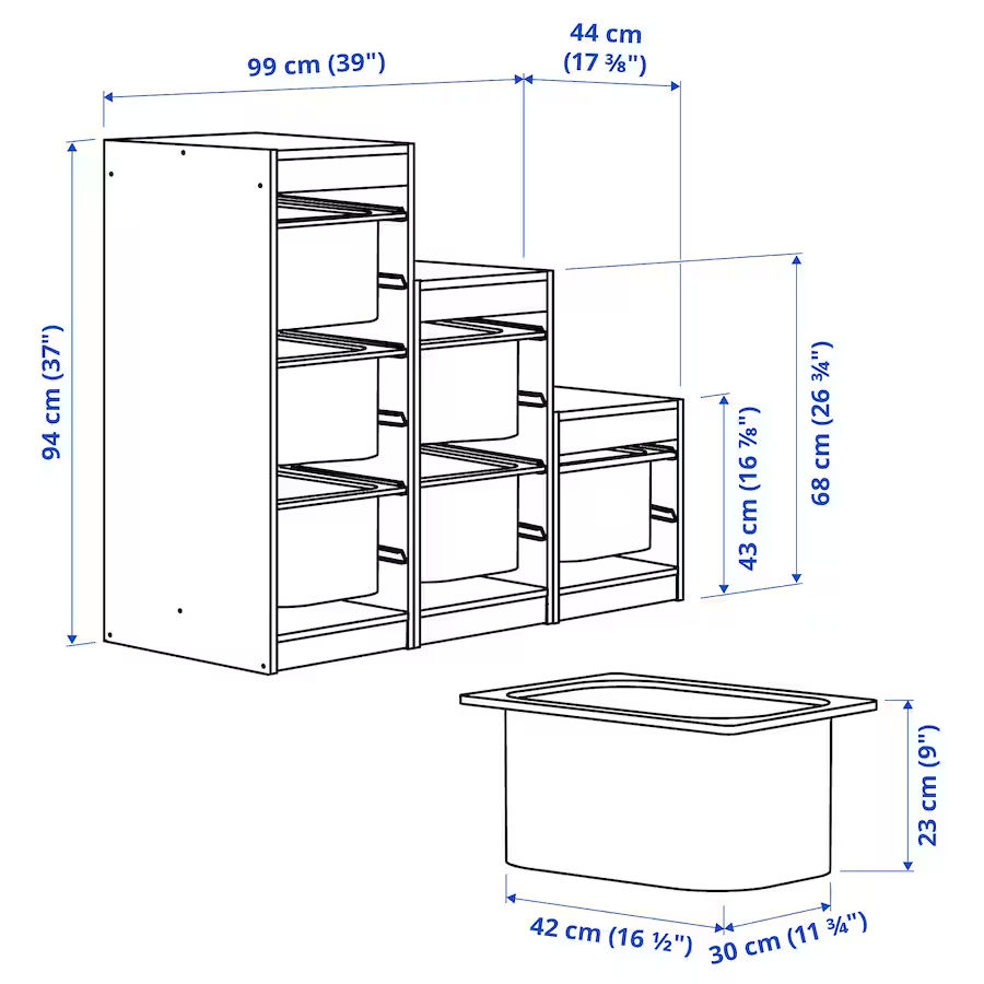 Стеллаж IKEA Trofast 99x44x94 - Доставка по всей Молдове! Кредит 0% фото 3