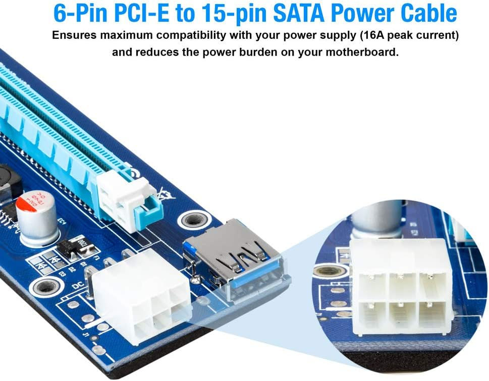 Gpu Pci-e Riser Ver 006c 6pin Connector Pcie Express X1 To X16 Riser Card Usb 3.0 Graphics Extension foto 3