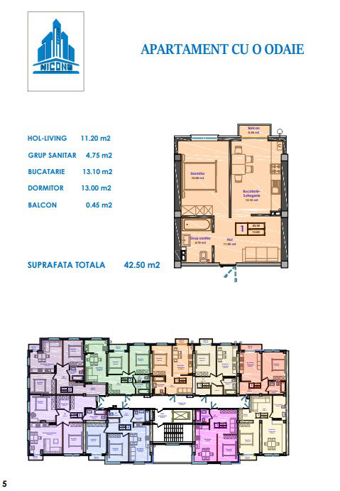 Apartament cu 1 cameră, 43 m², Durlești, Chișinău foto 3