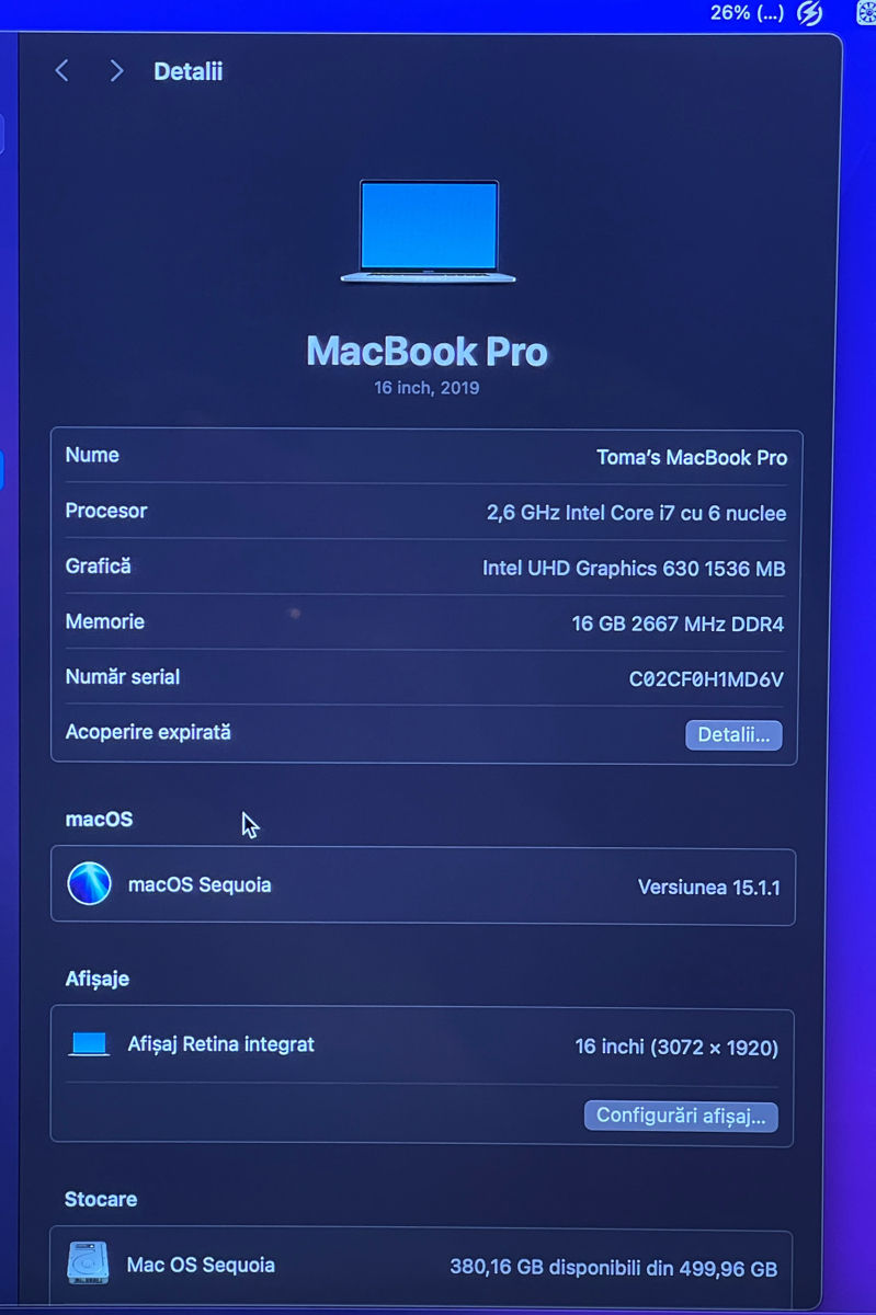 MacBook Pro 16 inch i7 Bălți foto 9