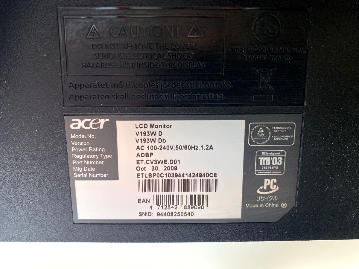 Acer V193W Db 19" foto 2