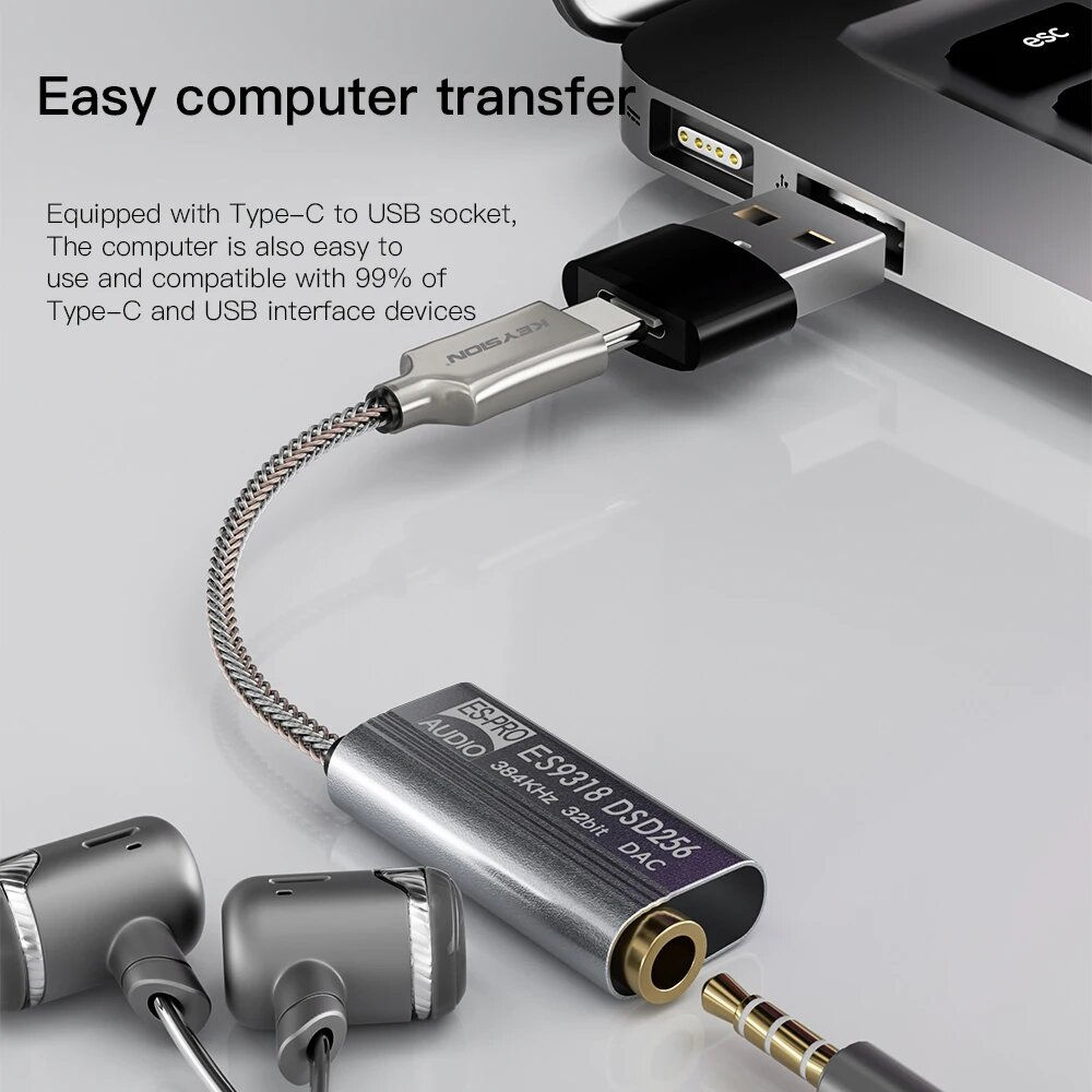 Keysion DSD256 HiFi ЦАП Усилитель для наушников foto 3