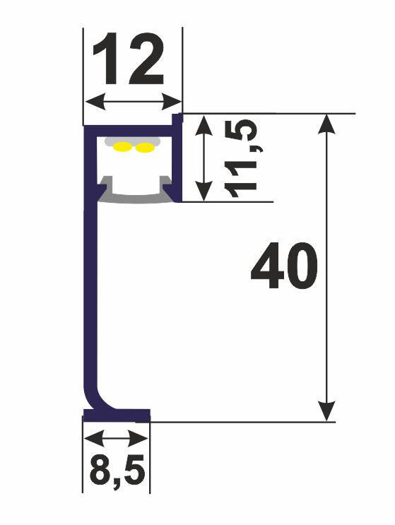 Plinta din aluminiu pentru instalare ascunsa 5/40 LED, 100mm foto 3