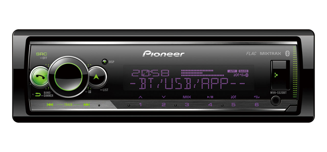 Автомагнитола 1DIN Pioneer MVH-s520bt с встроенным звуковым процессором (DSP) foto 0