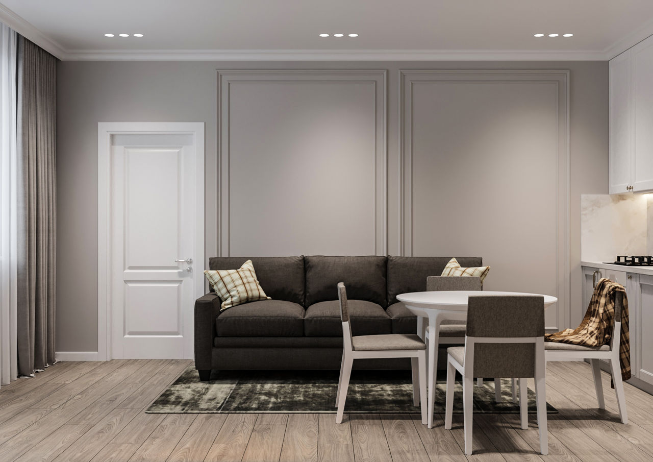 Design interior/stil neoclasic/ Parter /112m2/apartament cu 3 dormitoare/construcții/ 3D/ proiecte foto 4