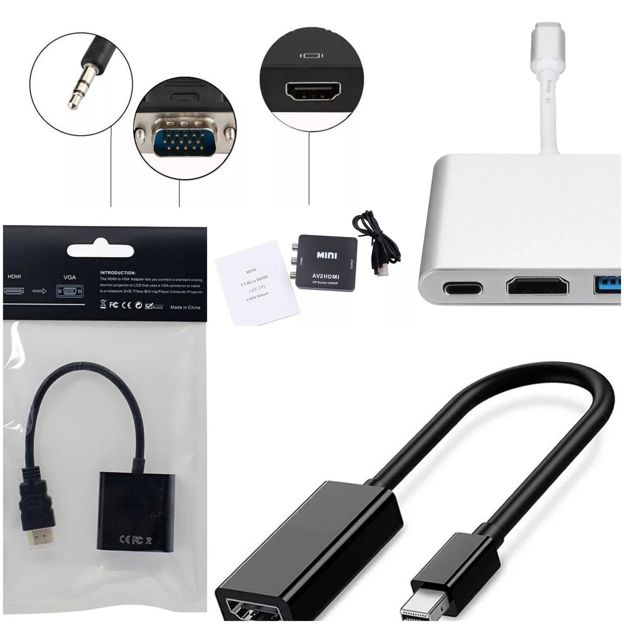 Адаптеры HDMI-DP-DVI-D - VGA-usb Type C-RCA -Mini DP-PS2/WII foto 1