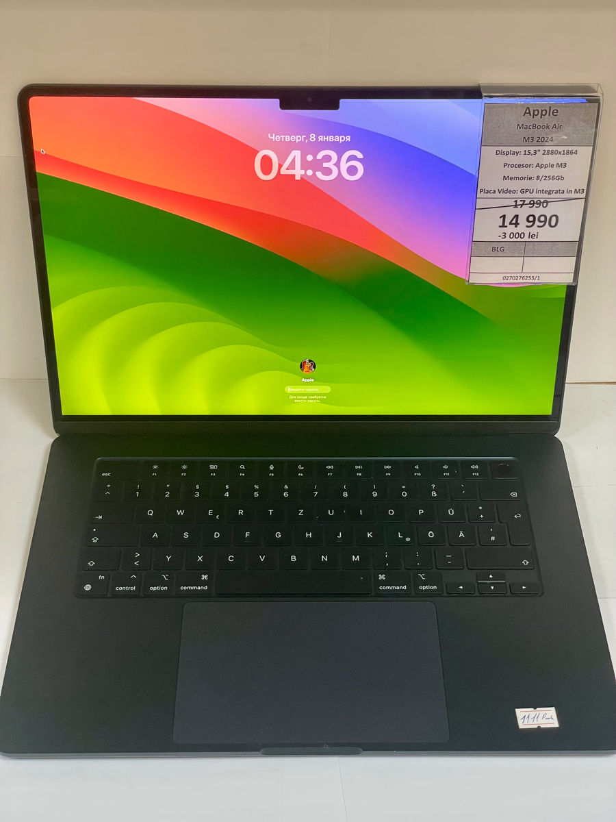 Apple macBook Air M3 2024, 14990 lei. foto 0