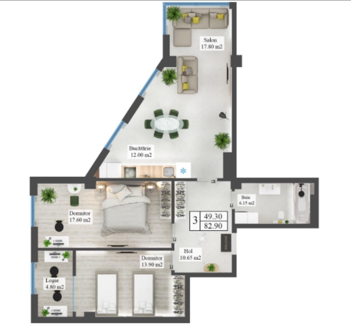 Apartament cu 2 camere, Centru, Chișinău, Chișinău mun.