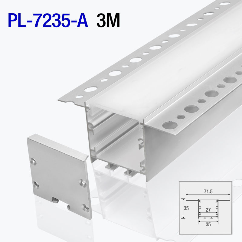 Profil din aluminiu pentru bandă LED incastrat rigips în Moldova, panlight, profil LED incastrat foto 2