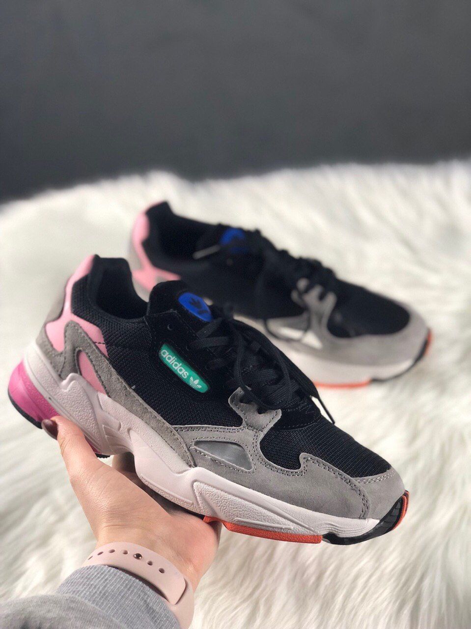 adidas falcon black and pink