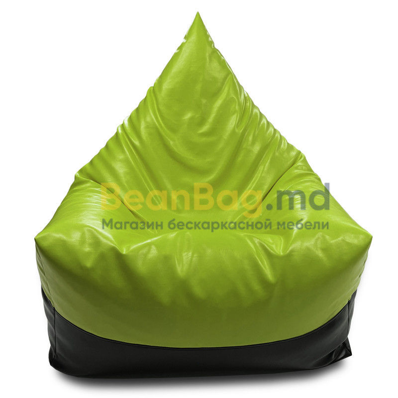 BeanBag Piramida XL din Ecopiele culoare verde foto 4