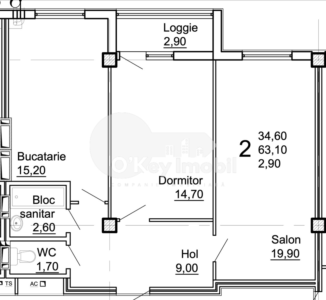 Apartament cu 2 camere, 66 m², Centru, Cojușna, Strășeni foto 1