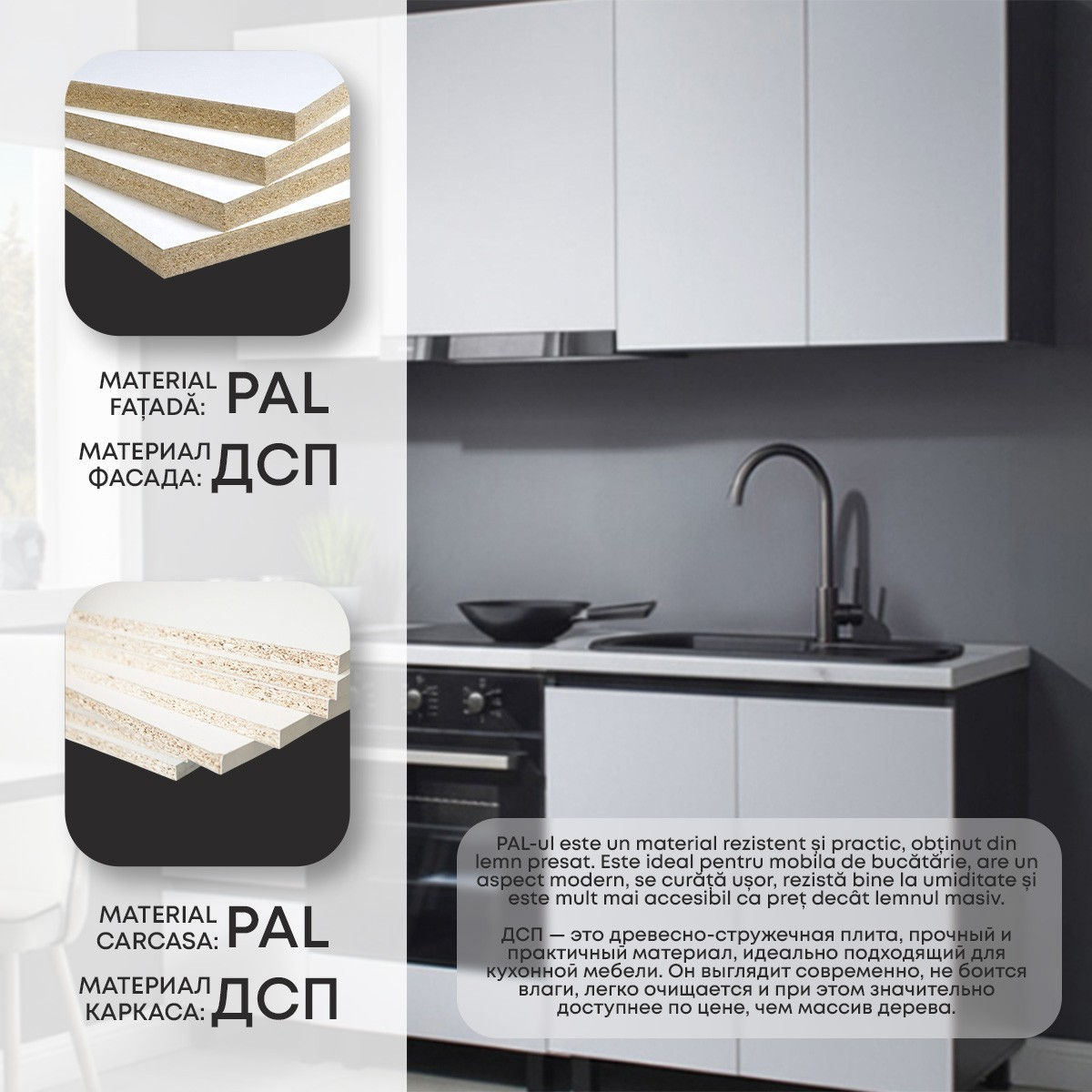 Set mobila bucatarie Ambianta Astra 1.4 m, alb foto 3